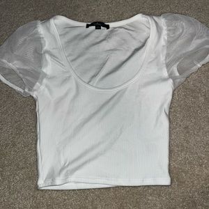 Lulus White Puff Sleeve Shirt